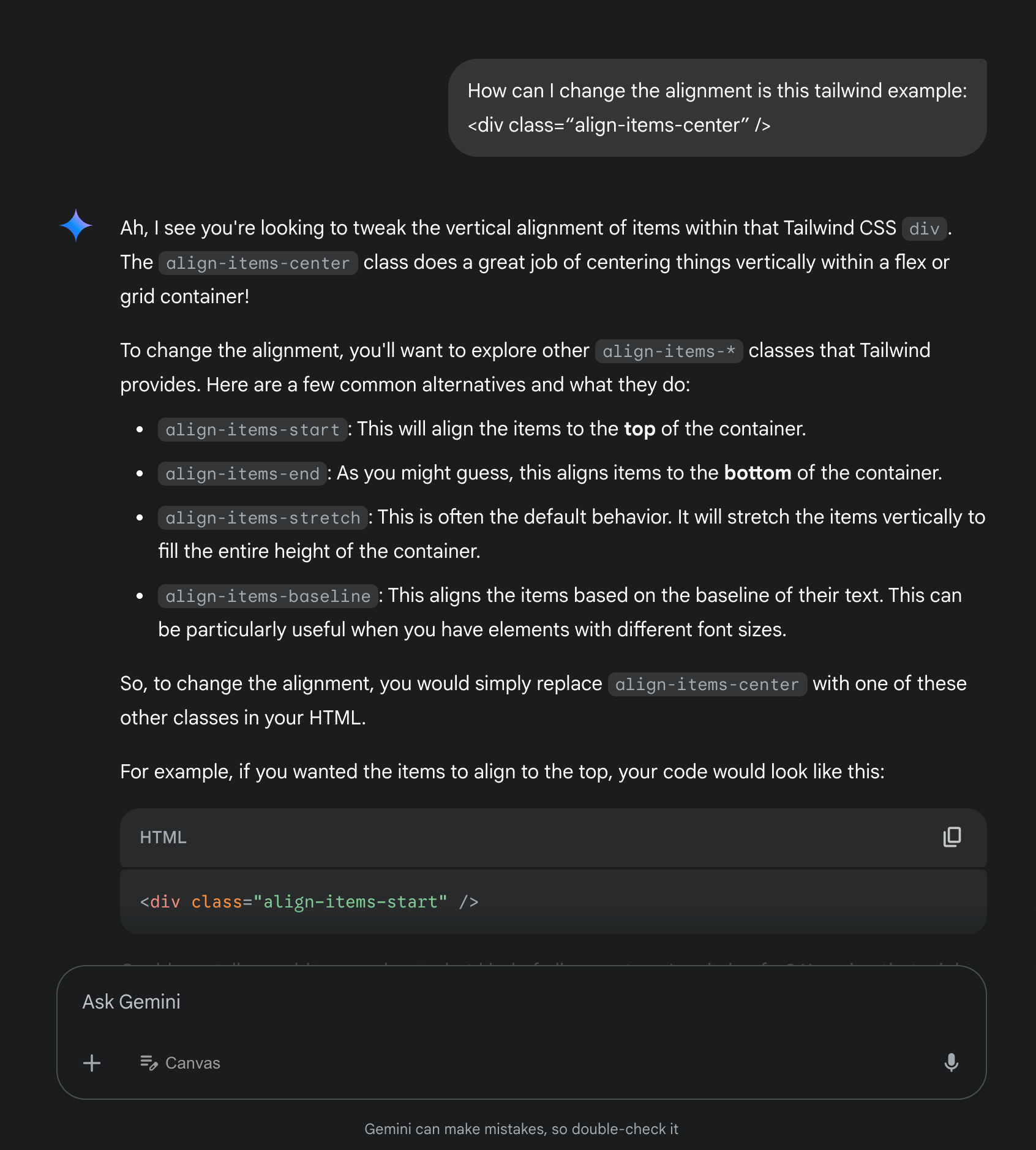 An incorrect Gemini Flash 2 response