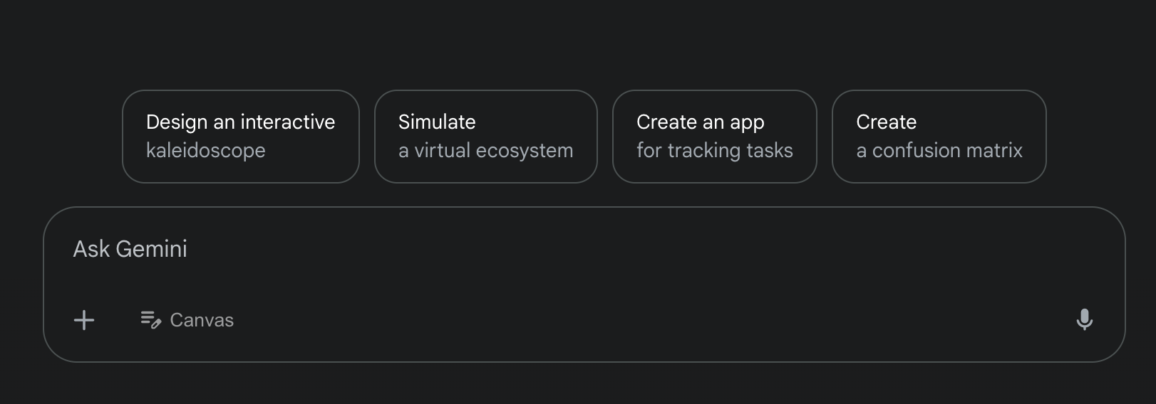 Google Gemini UI showing prompt examples